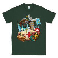 Sports Green nurse  cross and jesus Classic Tee - AdoDesignShop