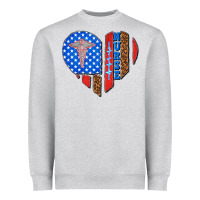 Heather Grey 4th of july nurse heart flag Heavyweight Sweatshirt - texasbilliewilder