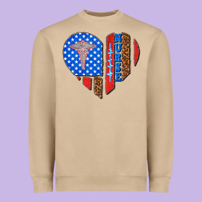 4th Of July Nurse Heart Flag Heavyweight Sweatshirt Designed By Texasbilliewilder