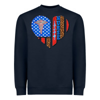 Navy 4th of july nurse heart flag Heavyweight Sweatshirt - texasbilliewilder