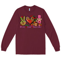 Burgundy peace love nutcraker Long Sleeve Tee - AdoDesignShop