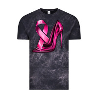 Cloud Black Breast Cancer Ribbon and Heels Vintage Tee - texasbilliewilder