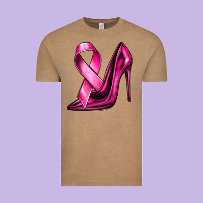 Breast Cancer Ribbon And Heels Vintage Tee Designed By Texasbilliewilder