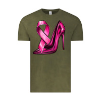 Vintage Olive Breast Cancer Ribbon and Heels Vintage Tee - texasbilliewilder