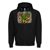 Black cactus sunflower cowhide horseshoe  background Zipper Hoodie - Artiststas