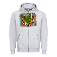 Heather Grey cactus sunflower cowhide horseshoe  background Zipper Hoodie - Artiststas