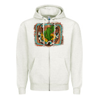 Oatmeal Heather cactus sunflower cowhide horseshoe  background Zipper Hoodie - Artiststas
