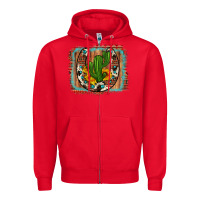 Red cactus sunflower cowhide horseshoe  background Zipper Hoodie - Artiststas