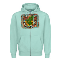 Seafoam cactus sunflower cowhide horseshoe  background Zipper Hoodie - Artiststas