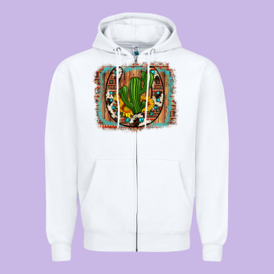 Cactus Sunflower Cowhide Horseshoe  Background Zipper Hoodie Designed By Artiststas