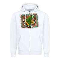 White cactus sunflower cowhide horseshoe  background Zipper Hoodie - Artiststas