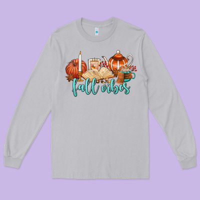 Fall Vibes Long Sleeve Tee Designed By Adodesignshop