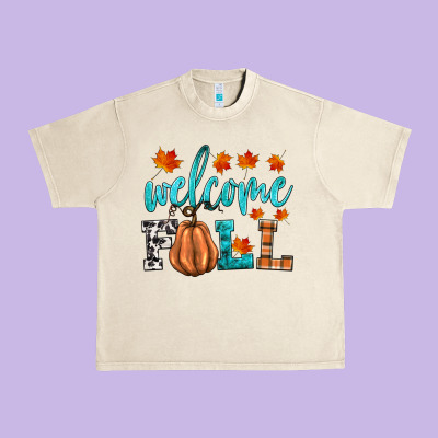 Welcome Fall Urban Heavy Tee Designed By Hra Design Shop