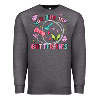 Charcoal Heather you give me butterflies Premium Sweatshirt - MaliasSmallBusiness