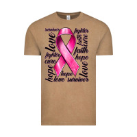 Vintage Coffee Breast Cancer Ribbon Hope Love Faith Vintage Tee - texasbilliewilder
