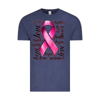 Vintage Denim Breast Cancer Ribbon Hope Love Faith Vintage Tee - texasbilliewilder