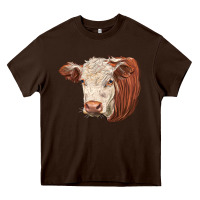 Chocolate Brown hereford cow face Heavy Core Tee - LillyAllenDesigns