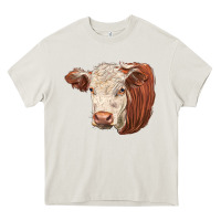 Cream hereford cow face Heavy Core Tee - LillyAllenDesigns