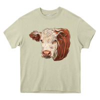 Mossy hereford cow face Heavy Core Tee - LillyAllenDesigns