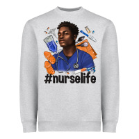 Heather Grey afro man nurse life Heavyweight Sweatshirt - texasbilliewilder