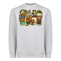 Heather Grey safari cartoon characters coffee cups Heavyweight Sweatshirt - Zillion Design Studio