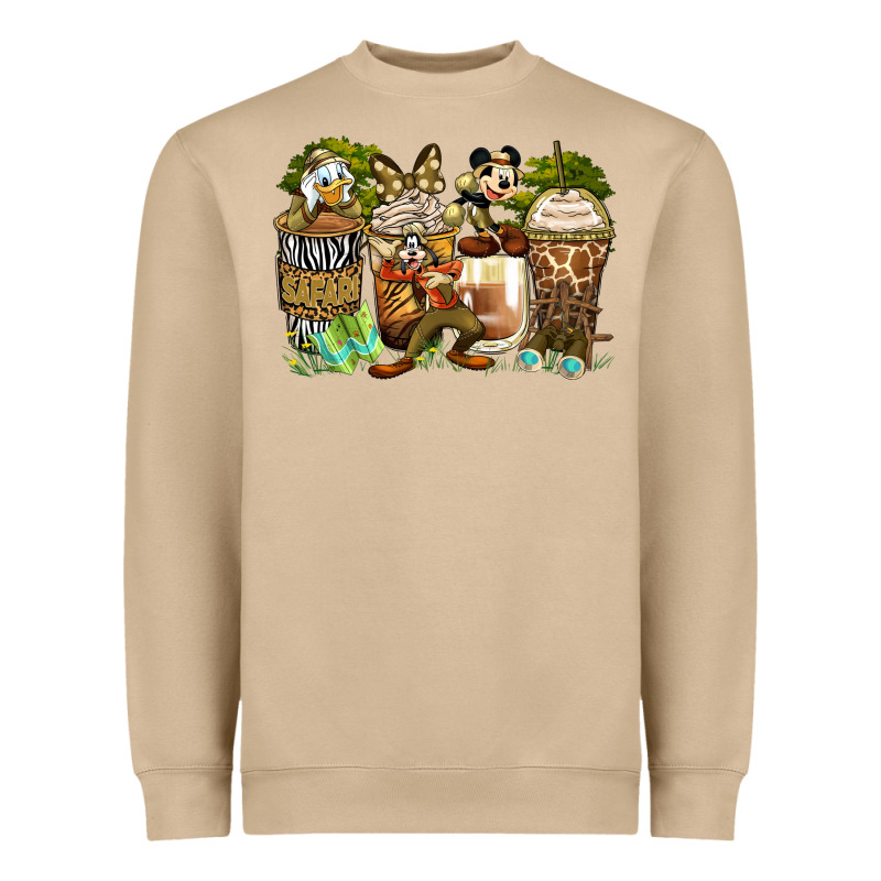 Safari Cartoon Characters Coffee Cups Heavyweight Sweatshirt by Zillion Design Studio | Teevron