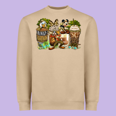Safari Cartoon Characters Coffee Cups Heavyweight Sweatshirt Designed By Zillion Design Studio