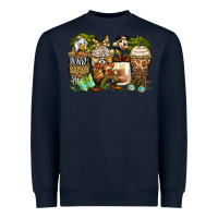 Navy safari cartoon characters coffee cups Heavyweight Sweatshirt - Zillion Design Studio