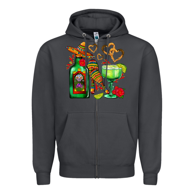Mexican Tequila Margarita And Maracas Zipper Hoodie by AdoDesignShop | Teevron