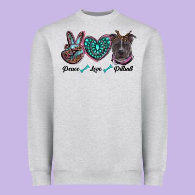 Peace Love Pitbull Heavyweight Sweatshirt Designed By Ranaportraitstore