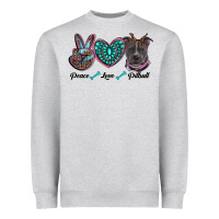Heather Grey peace love pitbull Heavyweight Sweatshirt - RanaPortraitStore