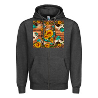 Charcoal Heather sunflower gemstone leopard cowhide horseshoe Zipper Hoodie - Artiststas
