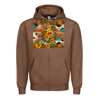 Chestnut sunflower gemstone leopard cowhide horseshoe Zipper Hoodie - Artiststas