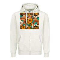 Oatmeal Heather sunflower gemstone leopard cowhide horseshoe Zipper Hoodie - Artiststas
