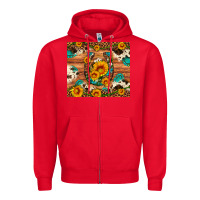 Red sunflower gemstone leopard cowhide horseshoe Zipper Hoodie - Artiststas