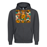 Sunflower Gemstone Leopard Cowhide Horseshoe Zipper Hoodie | Teevron