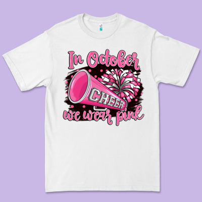 In October We Wear Pink Cheer Premium Tee Designed By Barkaloodesign