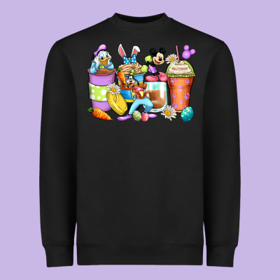 Easter Cartoon Characters Coffee Cups Heavyweight Sweatshirt Designed By Zillion Design Studio