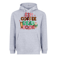 Heather Grey sip coffee read book Heavyweight Hoodie - MaliasSmallBusiness