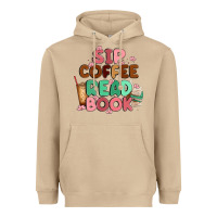 Mushroom sip coffee read book Heavyweight Hoodie - MaliasSmallBusiness