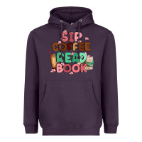 Plum sip coffee read book Heavyweight Hoodie - MaliasSmallBusiness