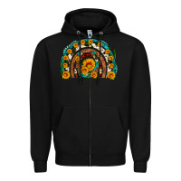 Black sunflower gemstone leopard cowhide horseshoe rainbow Zipper Hoodie - Artiststas