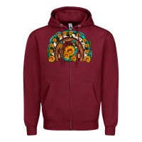 Burgundy sunflower gemstone leopard cowhide horseshoe rainbow Zipper Hoodie - Artiststas