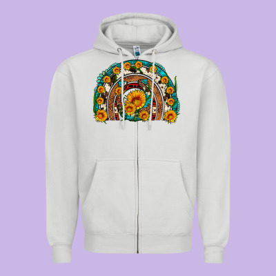 Sunflower Gemstone Leopard Cowhide Horseshoe Rainbow Zipper Hoodie Designed By Artiststas