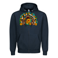 Navy sunflower gemstone leopard cowhide horseshoe rainbow Zipper Hoodie - Artiststas