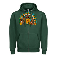 Sports Green sunflower gemstone leopard cowhide horseshoe rainbow Zipper Hoodie - Artiststas