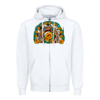 White sunflower gemstone leopard cowhide horseshoe rainbow Zipper Hoodie - Artiststas