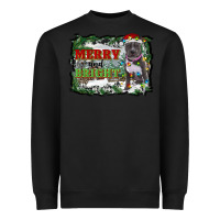 Black merry and bright pitbull with farm Heavyweight Sweatshirt - RanaPortraitStore