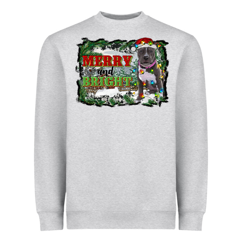 Merry And Bright Pitbull With Farm Heavyweight Sweatshirt by RanaPortraitStore | Teevron