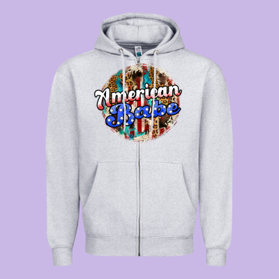 American Babe Zipper Hoodie Designed By Jahusdesignshop